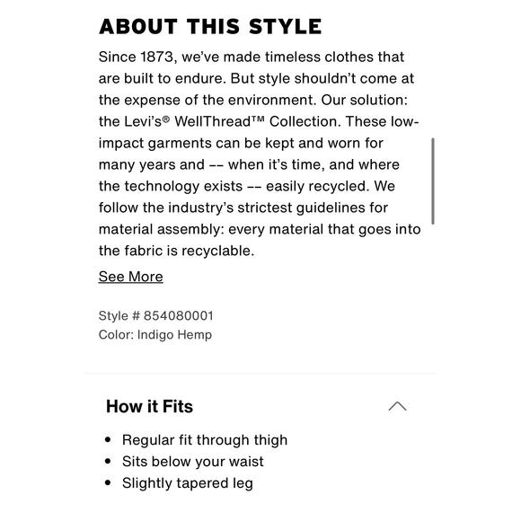 Levi’s 502 Wellthread Straight Leg Tapered Jeans Cropped Big E Unisex Size 33x27 - Picture 8 of 9